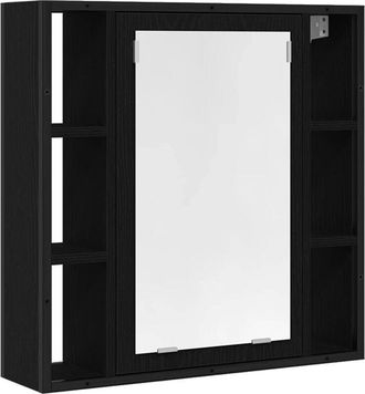 vidaXL Armario de baño con espejo de madera de ingeniería de roble negro 60x16x60 cm vidaXL