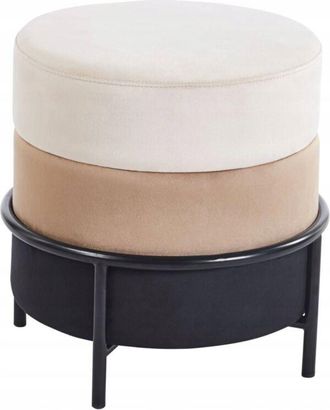 OEM Puf Estable Beige Capuchino Negro Terciopelo Para El Sal&oacute;n Con Estructura Furnitex