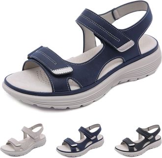 Generic Orthopedic Womens Sandals for Pain Relief - ErgoLiva, Elegant Flat Sandals with Closure Summer Comfortable Lightweight Open (Blue, Adult, Women, 7.5, 