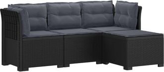 vidaXL Sof&aacute; De Jard&iacute;n Para 4 Personas Con Cojines Y Dise&ntilde;o De Rattan Vidaxl