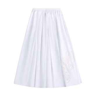 Fay Midi Skirts, female, White, Size: S Lace-detail Elasticated Waistband A-line Skirt