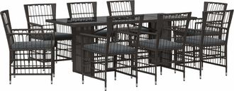 vidaXL Juego De Comedor Para Exteriores 9 Uds. Negro Rat&aacute;n Sint&eacute;tico Vidaxl
