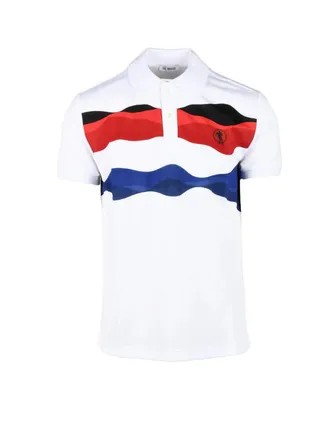 Dirk Bikkembergs White Polyester Striped Polo Shirt