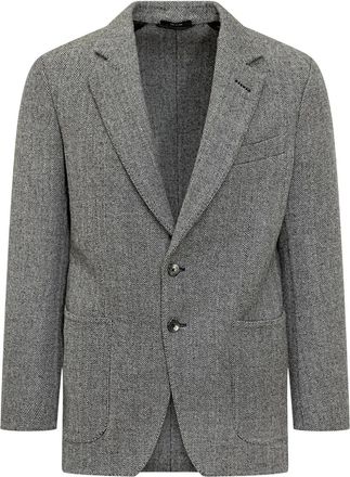 Tom Ford chevron-pattern single-breasted blazer - men - Wool - 48 - Black