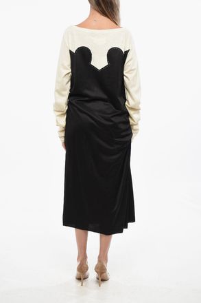 Maison Margiela MM1 MM10 Vestito in Maglia con Dettagli in Satin Maison Margiela