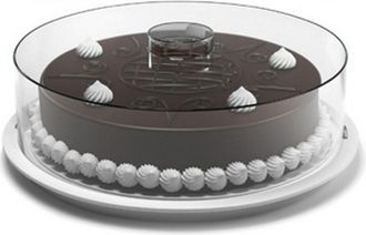Trade Shop Trade Shop - Tortiera Contenitore Plastica Coperchio Funge DAlzata 29cm H 9cm Piatto Trasporto