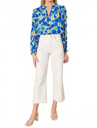 Sugarlips Lizzie Floral Blouse In Green Blue
