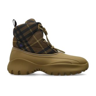 Burberry Schoenen, Heren, Groen, 43 EU, Leer, Check Scoot Trek Boots