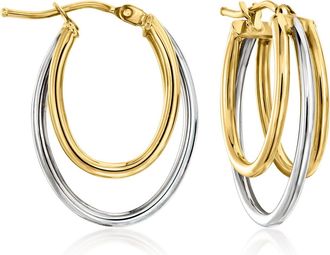 Ross-Simons Italian 14kt 2-Tone Gold Triple-Oval Hoop Earrings