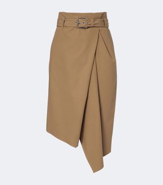 Loewe Falda midi asim&eacute;trica de algod&oacute;n