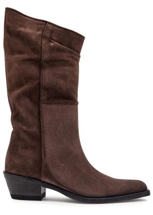 Khaite Clive 35 Draped Suede Mid-calf Boots - Brown - 39 (IT39/ UK6)