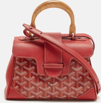 Goyard Saigon Mini Red Goyardine Coated Canvas And Leather Top Handle Bag