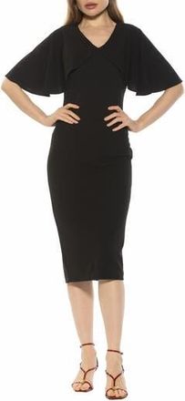 Alexia Admor Novi Flutter Sleeve Midi Dress in Black at Nordstrom Rack, Size X-Small