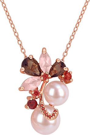 Rina Limor Rose Gold-Plated Silver 2.19 Ct. Tw. Gemstone & 7-9Mm Pearl Pendant