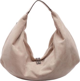 Generic Women Suede Shoulder Bag Slouchy Hobo Bag with Zipper Tote Bag Large Capacity Handbag for Work Travel (Beige)