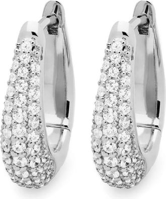 Tom Wood Liz Pavé Earrings - Womens - Cubic Zirconia/White Rhodium Plated Sterling Silver