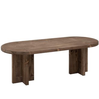 Deco Wood Mesa de centro de madera maciza en tono nogal de 120x40cm