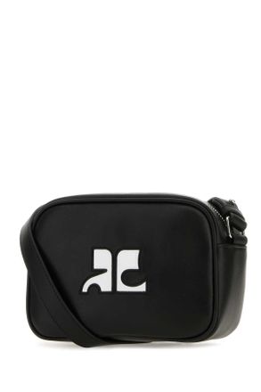 Courr&egrave;ges Womens Black Leather R&atilde;&copy;&atilde;&copy;dition Shoulder Bag Borse A Tracolla