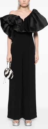 Solace London Perla Ruffle Detail Jumpsuit In Black