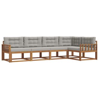 vidaXL Conjunto De Sof&aacute;s De Exterior 5 Pcs Natural Y Gris Claro Vidaxl