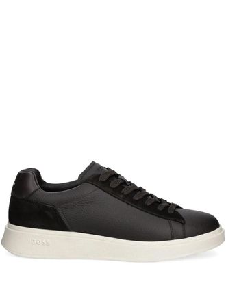 BOSS suede-panel lace-up sneakers - Black