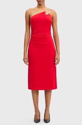 H&eacute;rve L&eacute;ger Strappy Jersey Midi Dress in Cardinal at Nordstrom Rack, Size Medium
