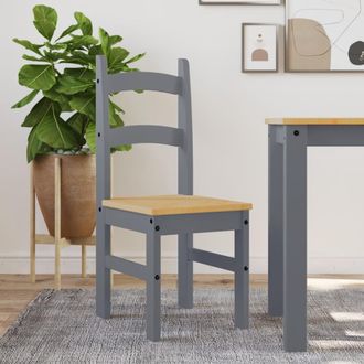 vidaXL Vidaxl - Sillas De Comedor 2 Uds Madera Maciza De Pino Gris 40x46x99 Cm