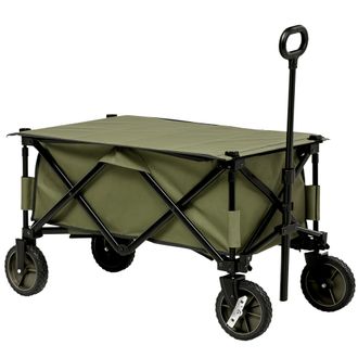 OUTSUNNY Carro De Jard&iacute;n Plegable Con 4 Ruedas, Lona Desmontable, Asa Telesc&oacute;pica, Inclinaci&oacute;n Ajustable Y 5 Bolsas De Almacenamiento