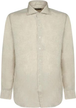 Dell'Oglio Overhemden, Heren, Beige, L, Casual Shirts