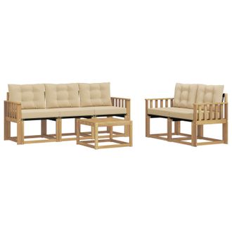vidaXL Conjunto De Sof&aacute;s De Exterior Con Coj&iacute;n 6 Pcs Y Beige Vidaxl