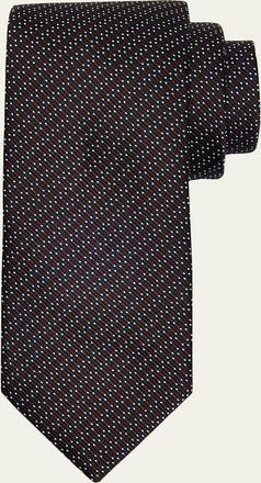 Brioni Mens Silk and Cotton Micro Jacquard Tie