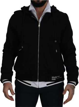 Dolce & Gabbana Prachtige Zwarte Polyester Hoodie - Heren - Vesten met rits - Zwart - 2XL - Polyester - Hoodies & sweatvesten