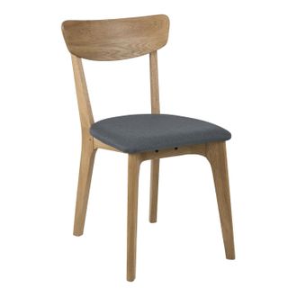 AC Design Furniture Silla De Taxi De Madera De Roble Tapizada En Azul