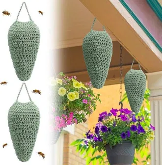 OEM Juego De 2 Nidos De Avispas Artificiales De Ganchillo Para Colgar En Exteriores - Nido De Avispas Artificial De Ganchillo - 32x20cm - Verde