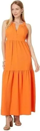 Calvin Klein Gauze Maxi Dress Womens Starburst Tiered Halter Neck FROG361
