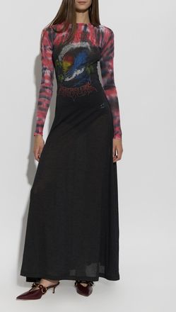 Balenciaga Dress With Print, Womens, Black