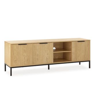 HOMN Mueble tv 3 puertas color roble