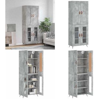 vidaXL Credenza Grigio Cemento 69,5x34x180 cm in Legno Multistrato - Credenza grigio cemento - Credenza moderna