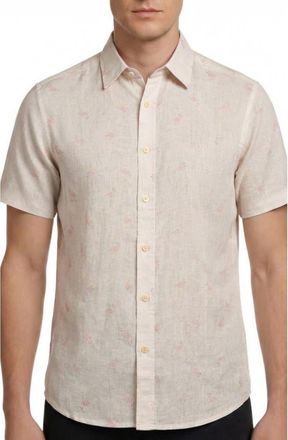 Report Collection Yarn Dye Flamingo Print Button-Up Shirt in White at Nordstrom Rack, Size Xx-Large