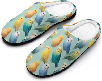 Generic Cute Budgie Birds Mens House Slippers Memory Foam Washable Cotton Slip on Home Shoes