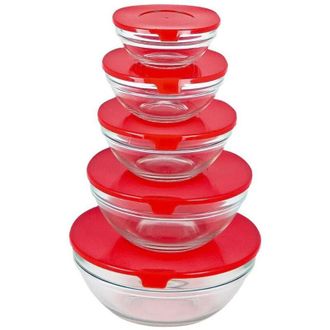 Trade Shop Trade Shop - Set De 5 Piezas Contenedores De Taz&oacute;n Cuencos Taz&oacute;n De Vidrio Cap Microonde Frezere