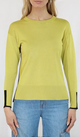 Metric Knits Contrast Side Sweater In Green/black