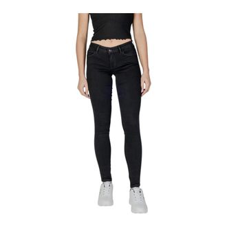Guess Skinny Jeans, female, Black, Size: W32 L32 Plain High-Rise Jeans with Zip and Button