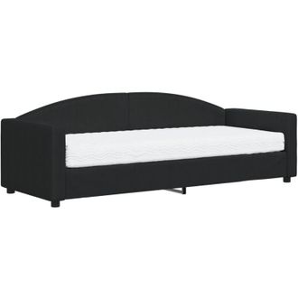 vidaXL Sof&aacute; Cama Con Colch&oacute;n Tela Negro 80x200 Cm Vidaxl