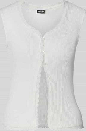 Pieces Regular Fit Top in Rippoptik Modell TIRADE in Offwhite, Gr&ouml;&szlig;e XL