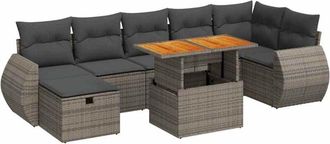 vidaXL Set Sof&aacute;s Jard&iacute;n Y Cojines 5 Pzas Rat&aacute;n Sint&eacute;tico Acacia Gris Vidaxl