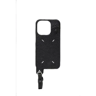 Maison Margiela Mens Black Leather Phone Case