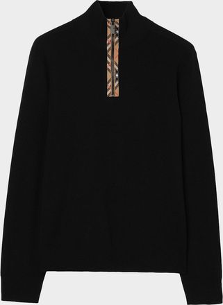 Burberry Men & apos;s Check Trim Wool Half-Zip Sweater