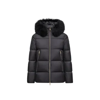 Moncler Moncler Laichefur Shearling-trimmed Short Down Jacket, Women, Black, Size: 00