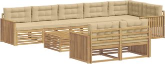 vidaXL Conjunto De Sof&aacute;s De Exterior 9 Uds. Y Beige Poli&eacute;ster Vidaxl